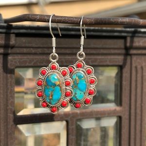 Jewelry - Turquoise Blue Copper Sterling Silver Earrings Jewelry - Turquoise Blue Copper Sterling Silver Earrings